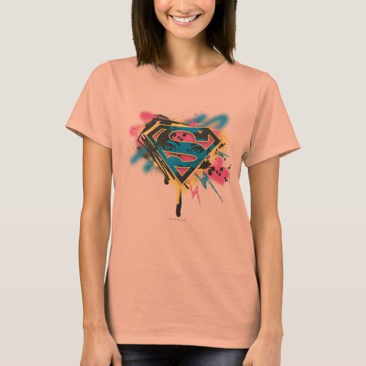 スーパーガール絵を描とスピル Tシャツ (正面)