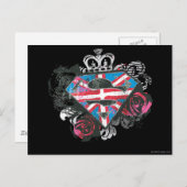 スーパーガール英国国旗とバラ ポストカード (正面/裏面)