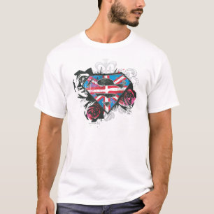 スーパーガール英国国旗とバラ Tシャツ