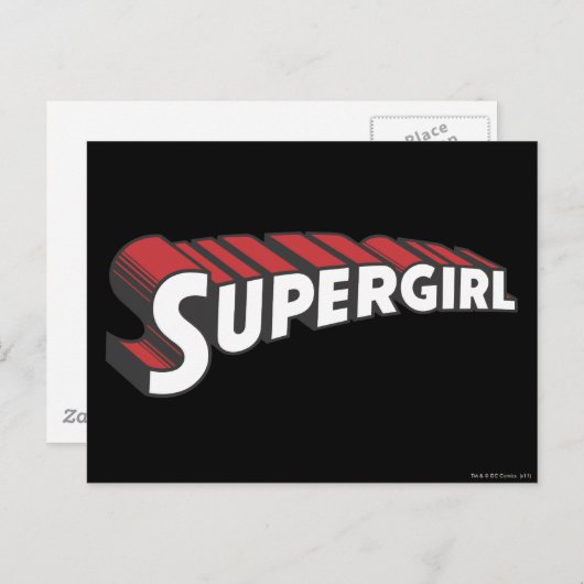 スーパーガール赤と白ロゴ ポストカード (正面/裏面)