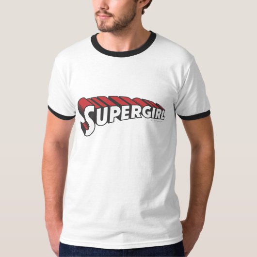 スーパーガール赤と白ロゴ Tシャツ (正面)