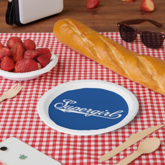スーパーガール野球オールスター名ロゴ ペーパープレート (ピクニック)