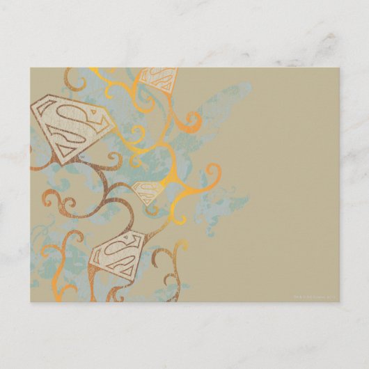 スーパーガール金ゴールドとブラウン ポストカード (正面)