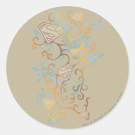 スーパーガール金ゴールドとブラウン ラウンドシール (正面)