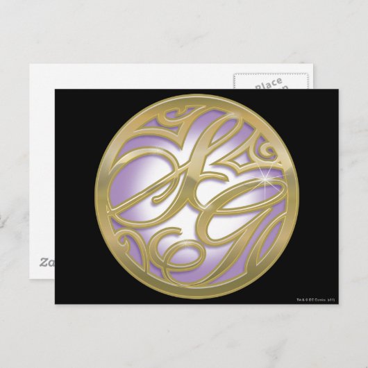 スーパーガール金ゴールド&パープルサークルロゴ ポストカード (正面/裏面)