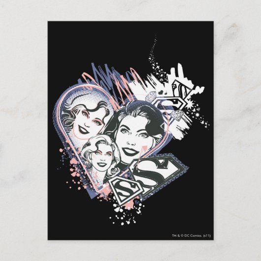 スーパーガール顔コラージュ ポストカード (正面)