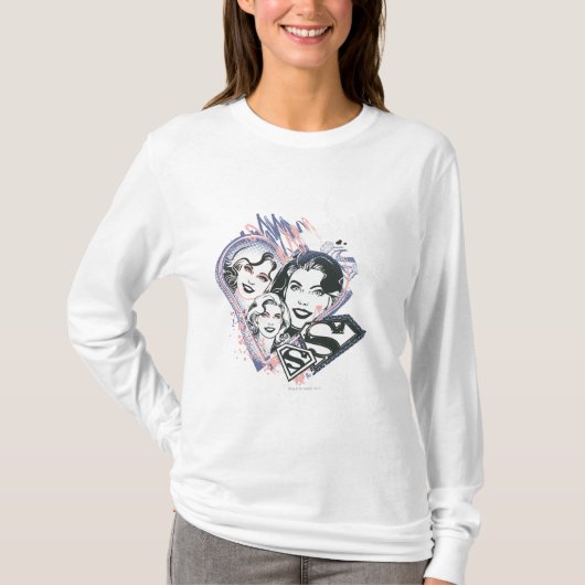 スーパーガール顔コラージュ Tシャツ (正面)