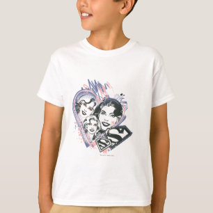 スーパーガール顔コラージュ Tシャツ