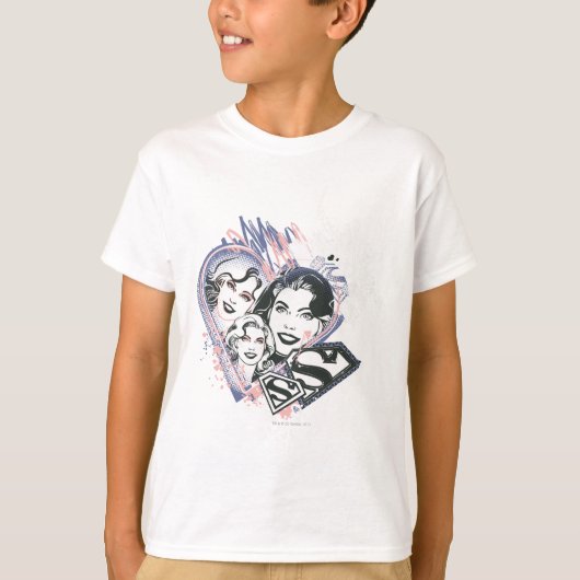 スーパーガール顔コラージュ Tシャツ (正面)
