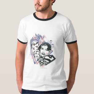 スーパーガール顔コラージュ Tシャツ