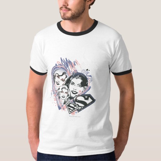 スーパーガール顔コラージュ Tシャツ (正面)