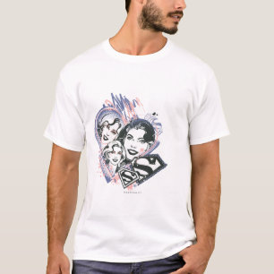 スーパーガール顔コラージュ Tシャツ