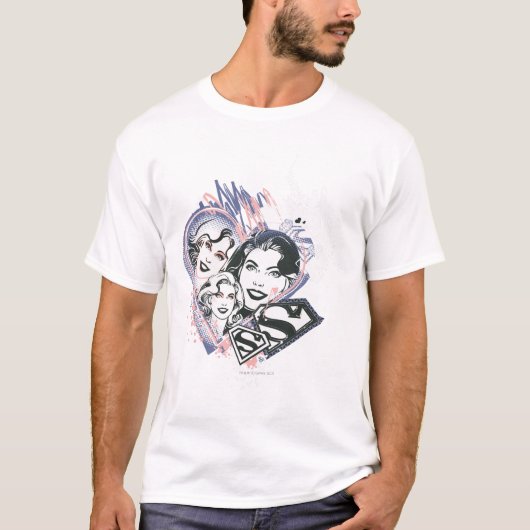 スーパーガール顔コラージュ Tシャツ (正面)