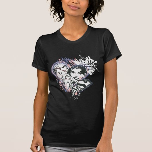スーパーガール顔コラージュ Tシャツ (正面)