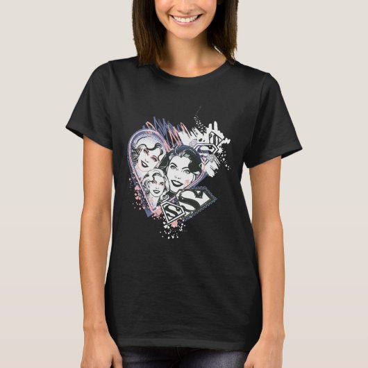 スーパーガール顔コラージュ Tシャツ (正面)
