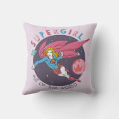 スーパーガール飛んでいるアップターイラストレーション クッション (裏面)