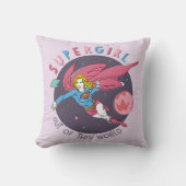 スーパーガール飛んでいるアップターイラストレーション クッション (正面)