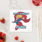 スーパーガール飛んでいるアップターイラストレーション スタンダードカクテルナプキン (インサイチュ)