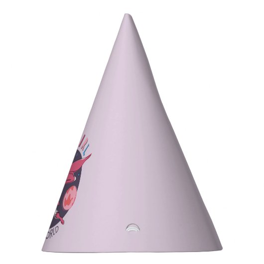 スーパーガール飛んでいるアップターイラストレーション パーティーハット (右)