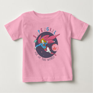 スーパーガール飛んでいるアップターイラストレーション ベビーTシャツ