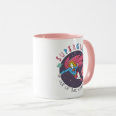 スーパーガール飛んでいるアップターイラストレーション マグカップ (正面右)