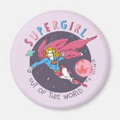 スーパーガール飛んでいるアップターイラストレーション マグネット (正面)