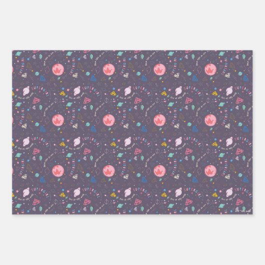 スーパーガール飛んでいるアップターイラストレーション ラッピングペーパーシート (正面2)