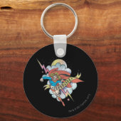 スーパーガール飛んでいる稲妻タトゥー キーホルダー (正面)