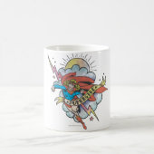 スーパーガール飛んでいる稲妻タトゥー コーヒーマグカップ (中央)