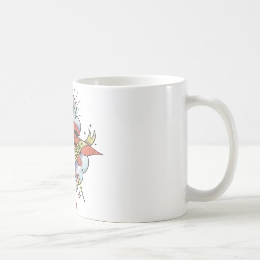 スーパーガール飛んでいる稲妻タトゥー コーヒーマグカップ (右)
