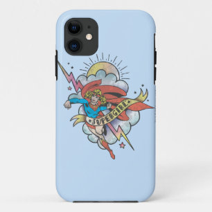 スーパーガール飛んでいる稲妻タトゥー iPhone 11 ケース