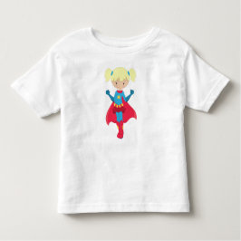 スーパーガール, かわいい女の子, 金髪, 赤いマント トドラーTシャツ