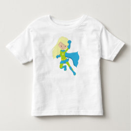 スーパーガール, かわいい女の子, 金髪, 青いマント トドラーTシャツ