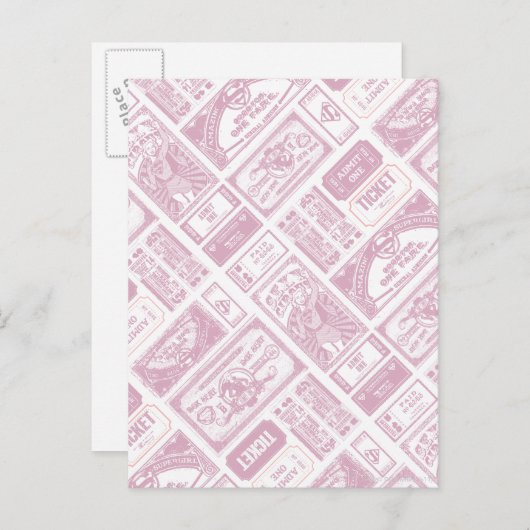 スーパーガール アドミット ワン パターン ピンク ポストカード (正面/裏面)