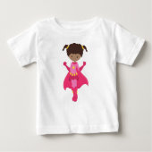 スーパーガール, アフリカ系アメリカ人少女, ピンクのマント ベビーTシャツ (正面)