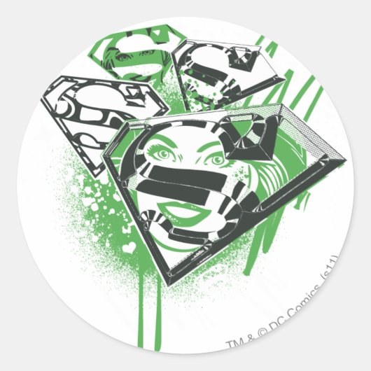 スーパーガール・グリーン・スピルズ ラウンドシール (正面)