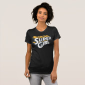 スーパーガール・シルバー・アンド・オレンジのロゴ Tシャツ (正面フル)