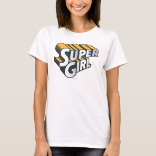 スーパーガール・シルバー・アンド・オレンジのロゴ Tシャツ