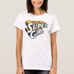 スーパーガール・シルバー・アンド・オレンジのロゴ Tシャツ