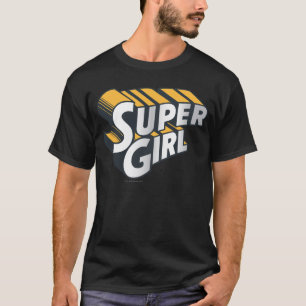 スーパーガール・シルバー・アンド・オレンジのロゴ Tシャツ