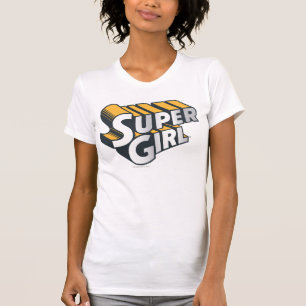 スーパーガール・シルバー・アンド・オレンジのロゴ Tシャツ