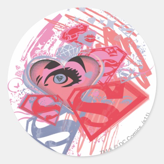 スーパーガール・ダイヤモンドと唇 ラウンドシール (正面)