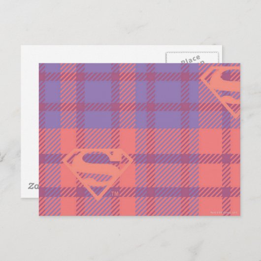 スーパーガール ピンクとパープルのパターン ポストカード (正面/裏面)