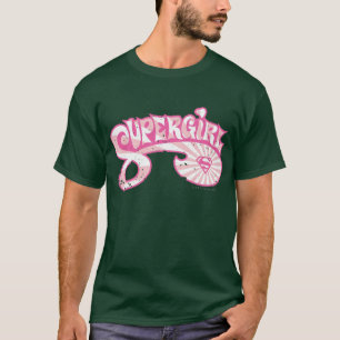 スーパーガール・ピンクのロゴ・スター・バースト Tシャツ