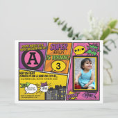 スーパーガール ピンクの招待状 スーパーヒーロー 招待 招待状 (スタンド正面)