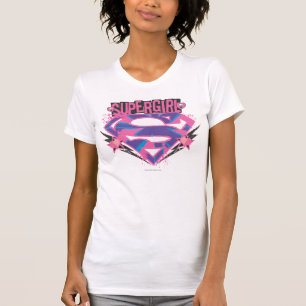 スーパーガール・ピンク・アンド・パープグランジル・ロゴ Tシャツ