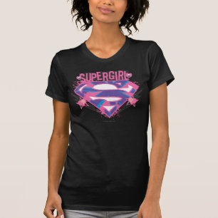 スーパーガール・ピンク・アンド・パープグランジル・ロゴ Tシャツ