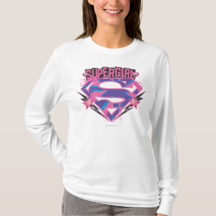 スーパーガール・ピンク・アンド・パープグランジル・ロゴ Tシャツ