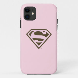 スーパーガール・ピンク・アンド・ブラウンのロゴ iPhone 11 ケース