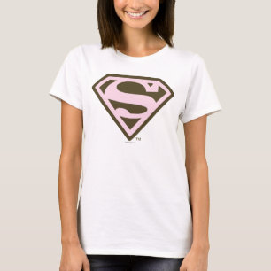 スーパーガール・ピンク・アンド・ブラウンのロゴ Tシャツ